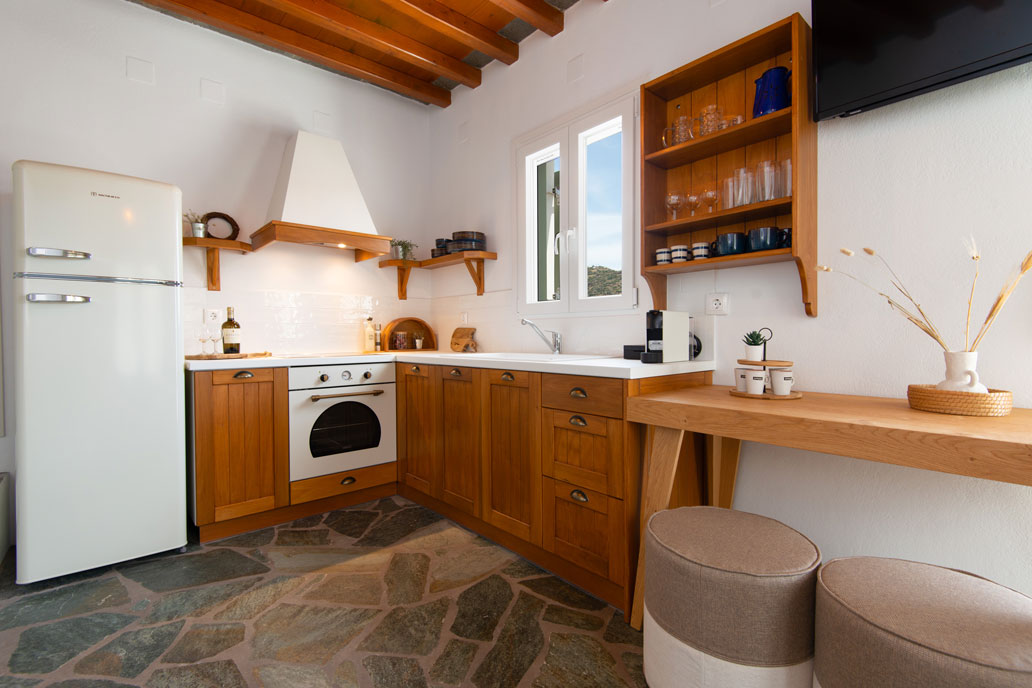 Cuisine entièrement équipée dans les villas Thymari à Sifnos